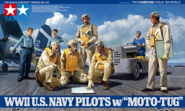 ทามิย่านักบิน 61107 WWII US Navy Pilots with Moto Tug