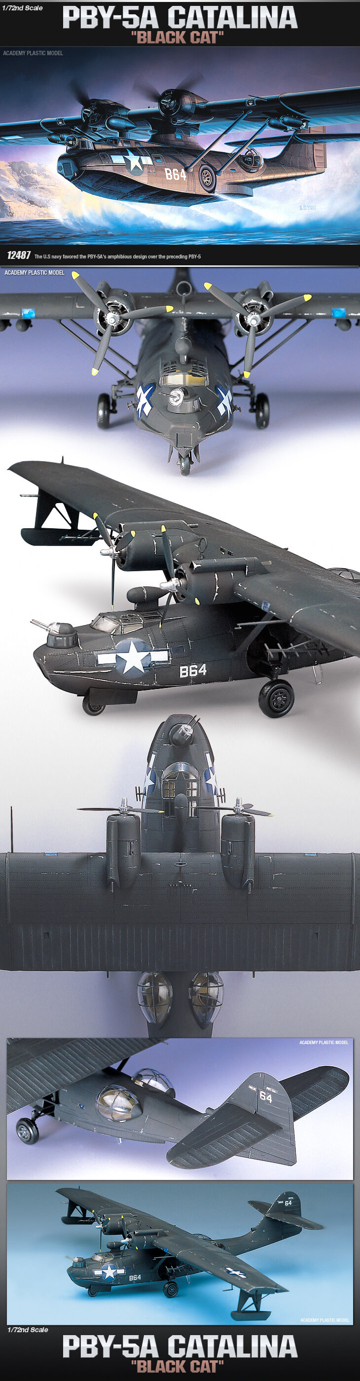 โมเดลประกอบเครื่องบิน Academy PBY-6A Blackcat 1/72