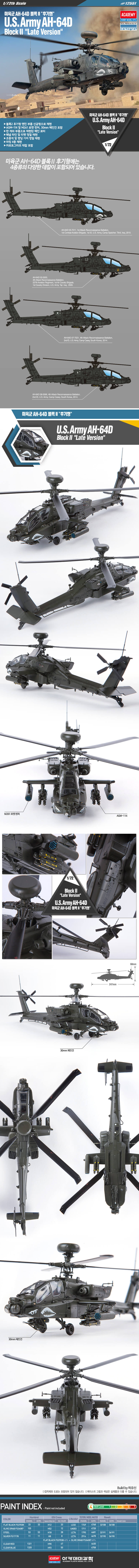 โมเดลเฮลิคอปเตอร์ U.S.Army AH-64D Block II late version 1/72