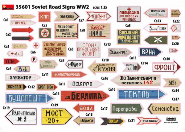 โมเดลป้ายถนน MiniArt MI35601 Soviet Road SignsI WW2 1/35