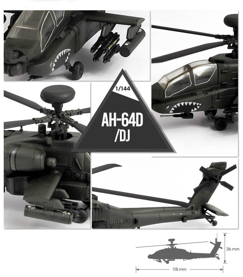 เฮลิคอปเตอร์ ACADEMY 12625 US Army AH-64D/DJ Apache 1/144