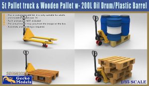 Gecko 35GM0034 5t Pallet Truck & Wooden Pallet w-200L Set 1/35
