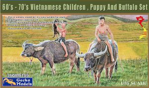 ฟิกเกอร์ Gecko 35GM0109 60's-70's Vietnamese Children Puppy And Buffalo Set 1/35