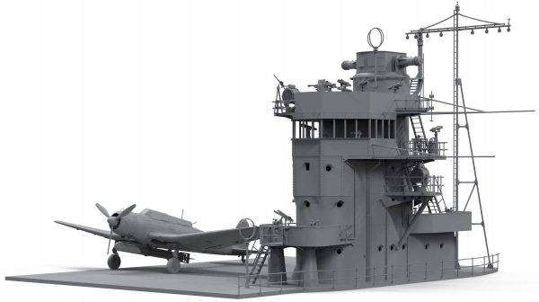 โมเดลจำลอง Akagi Bridge w/ Flight Deck + Type 97 Carrier Attack Aircraft 1/35